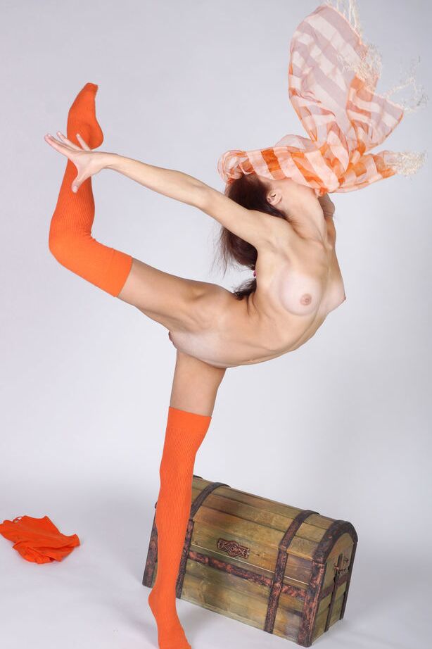 18P Leggy Euro babe Matilda Bae modeling in long socks for glamour photo shoot