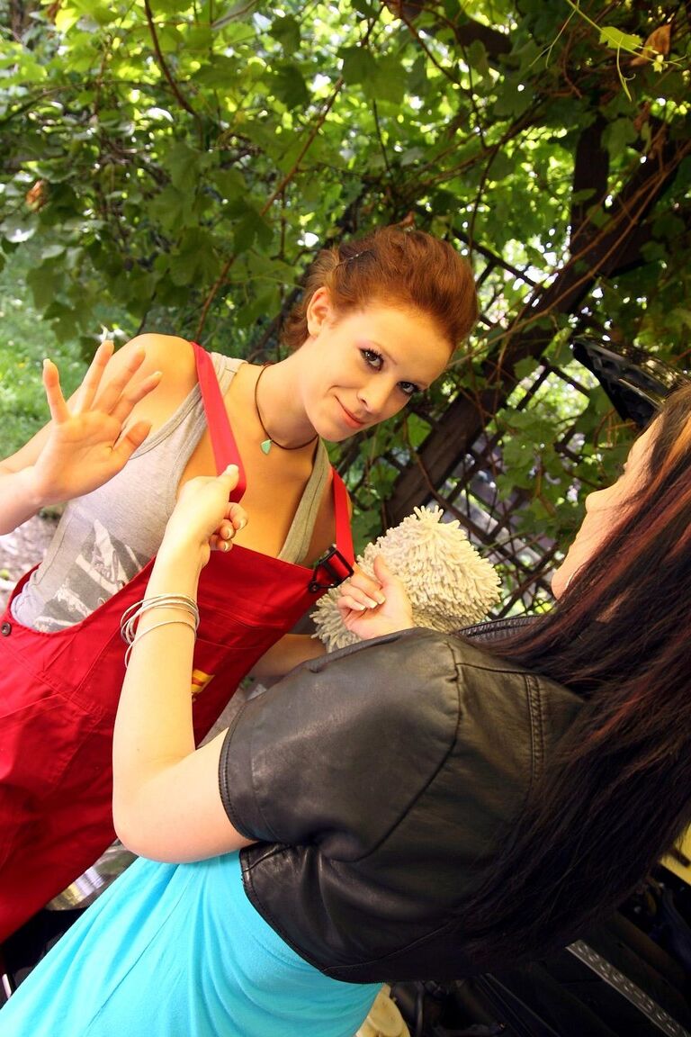 20P Young girls have their first lesbian encounter out in the back patio