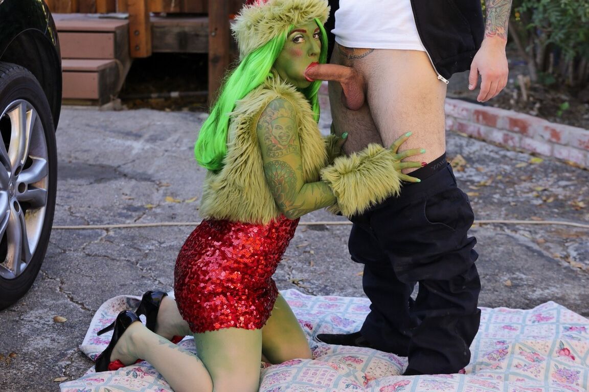 17P Grinchette de culo verde Joanna Angel follada analmente por un vagabundo en un callejón