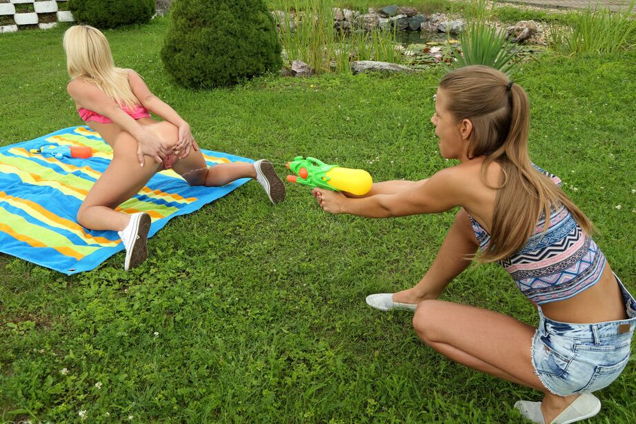 16P Flexible teens Vinna Reed & Sara Kay grind twats after getting wet and naked