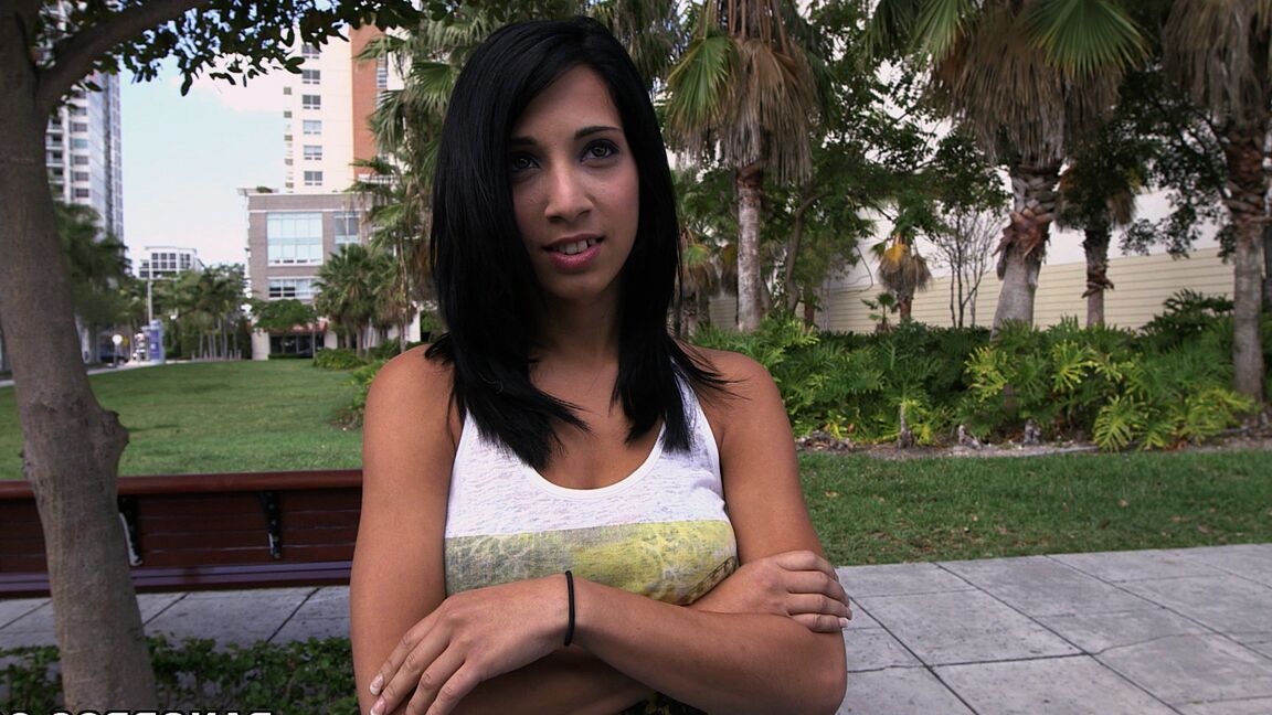 21P Newbie Mia Hurley goes for ride in van and humps rock hard Latino cock