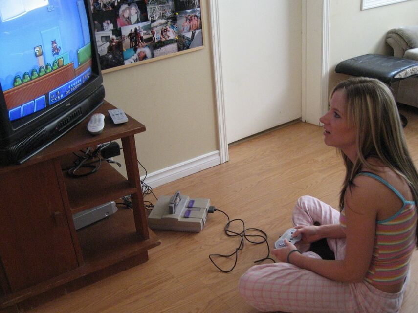 12P Watch as Cali strips while playing video games