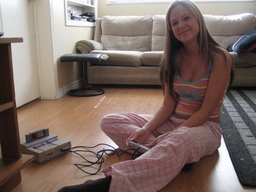 12P Watch as Cali strips while playing video games