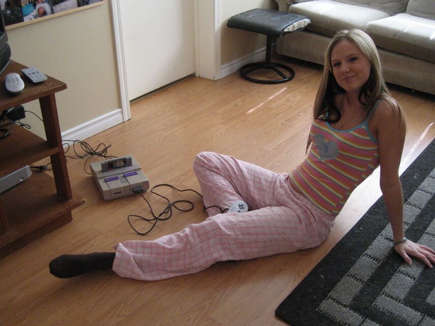12P Watch as Cali strips while playing video games