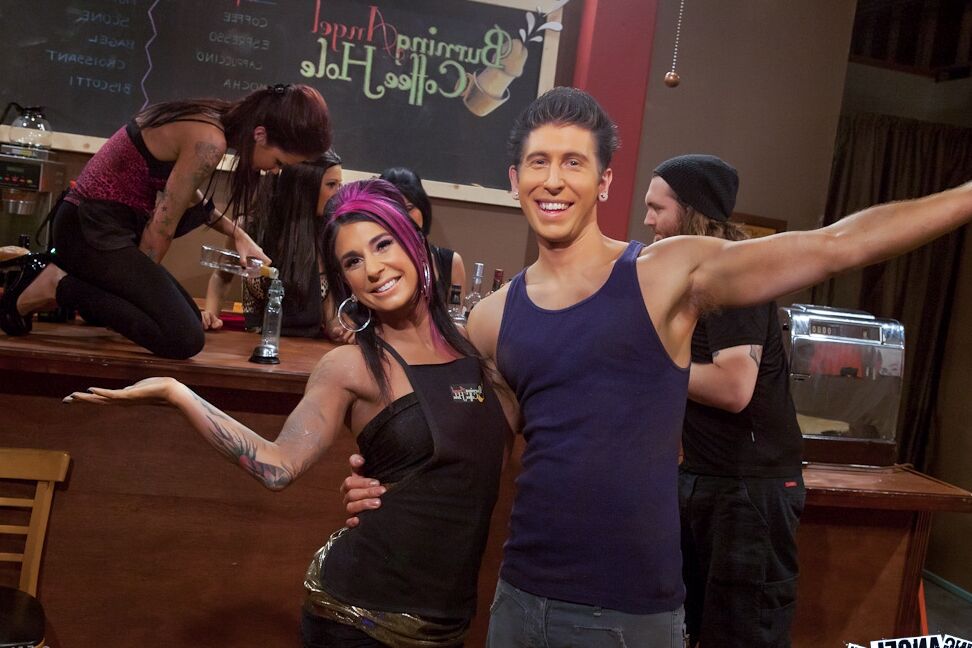 15P Fully clothed punk girls with lots of tattoos get drunk at a bar