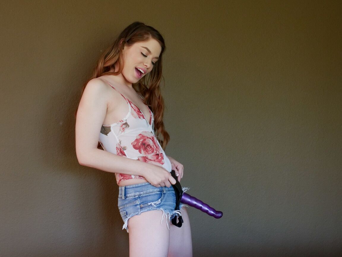 21P Horny white girls with big tits Bobbi Dylan & Alex Chance play with a strapon