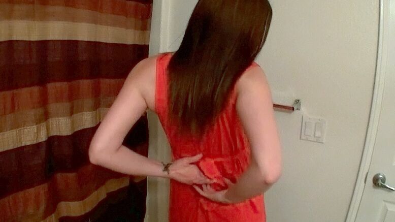 16P Sweet brunette Jasmine Delatori strips in bathroom to expose even sweeter ass