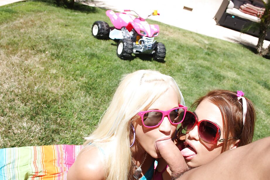 16P Teens Teagan and Gigi playing with a cock outdoor and have an orgy