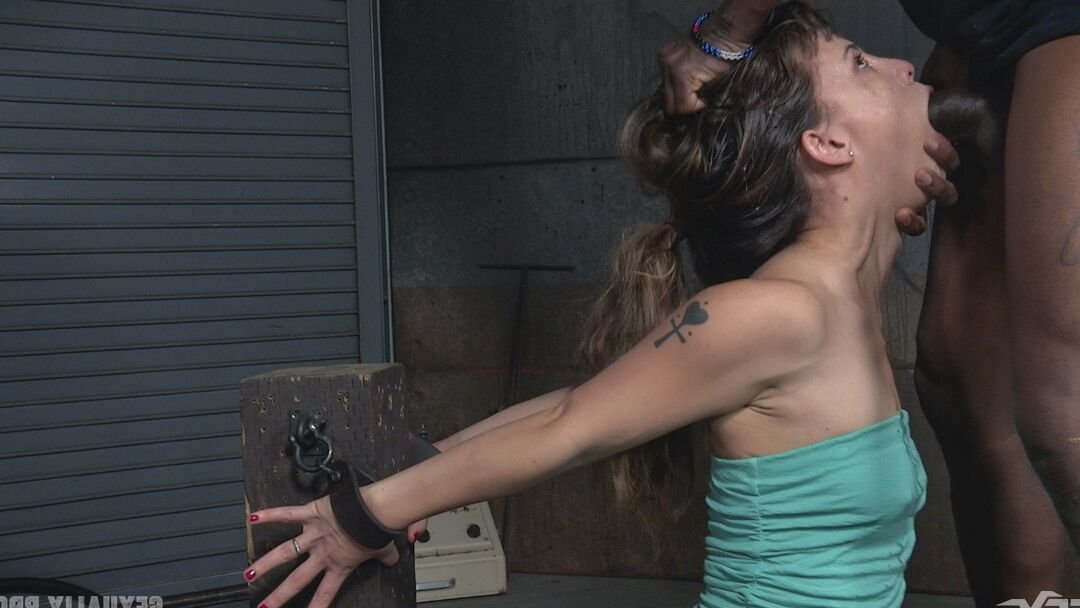 15P Restrained sex slave Devilynne screams out in agony after being orally ravaged