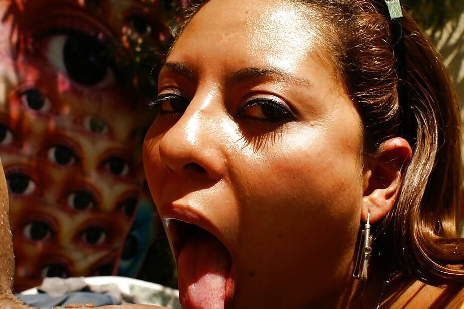 16P Lizeth Sanchez gives a blowjob and gets her shaved twat drilled hard