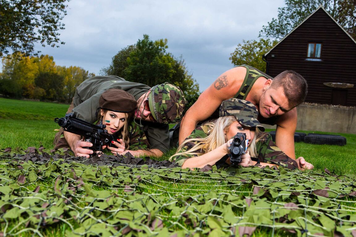 21P Buxom British military babes get their hot muffs rammed by a fat dick in camp