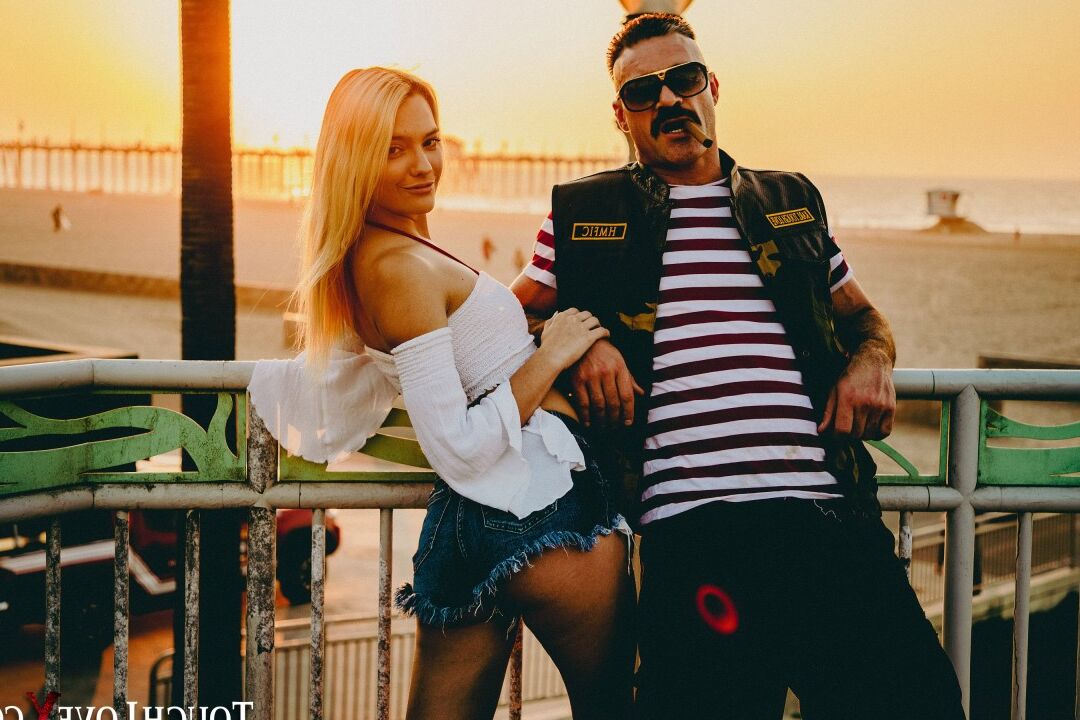 20P Blonde chick Kenna James models on a beach before an intense fuck indoors
