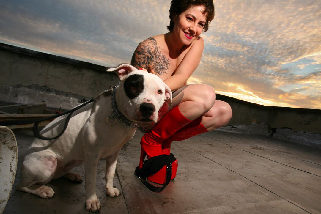 15P High heeled tattooed goth in high heels rooftop