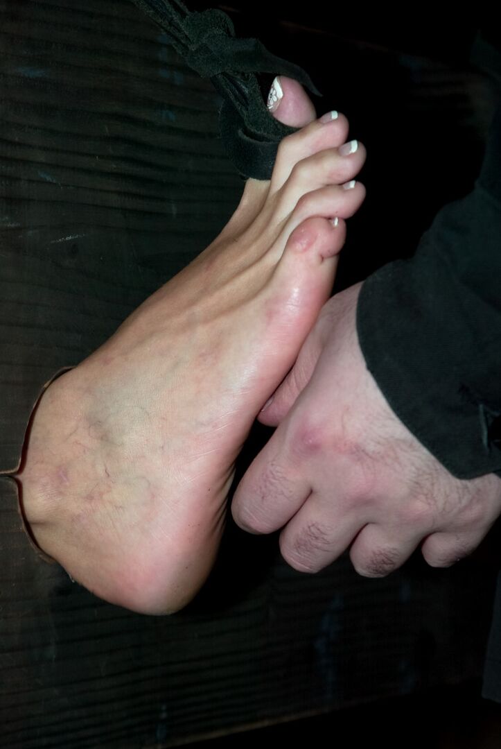 17P A gagged and restrained Cecilia Vegais is covered in heart shaped wax
