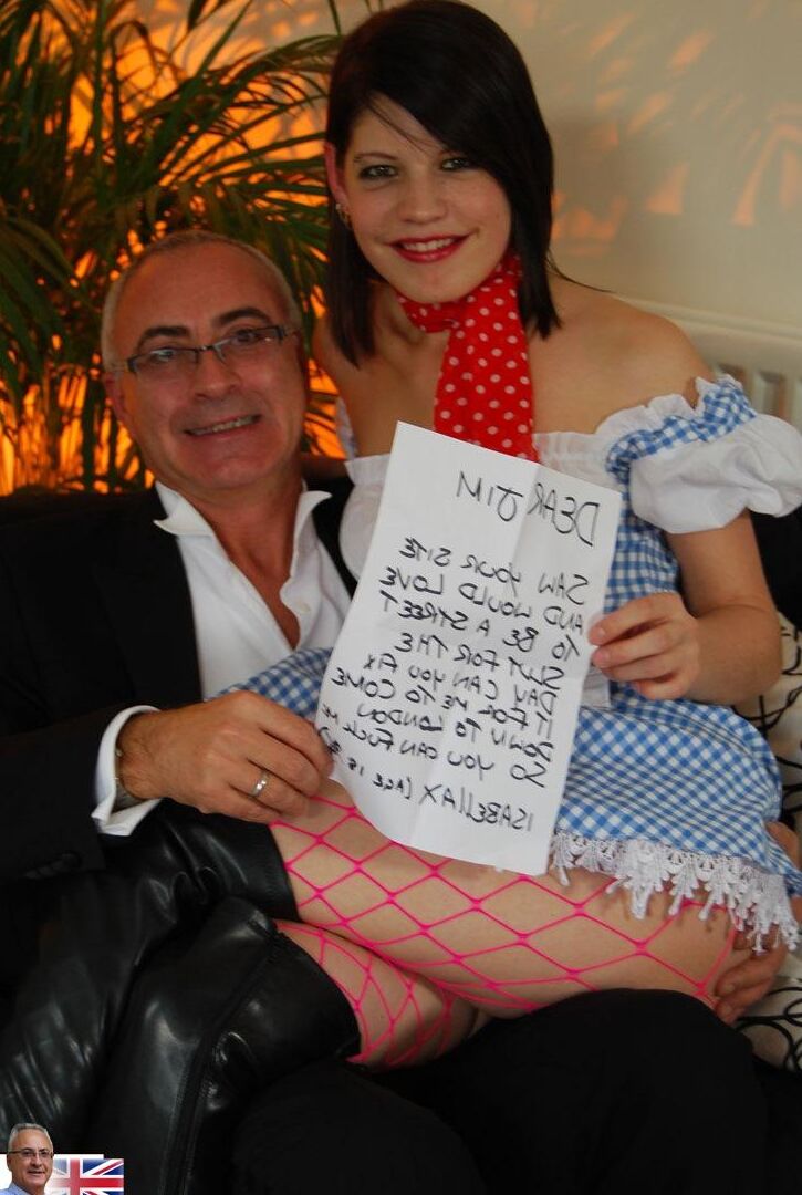 21P Uninhibited British street slut Isabella sucks and rides an old man's big dick