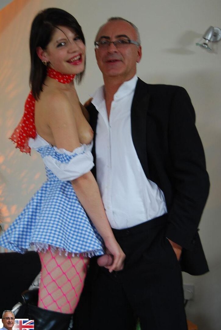 21P Uninhibited British street slut Isabella sucks and rides an old man's big dick