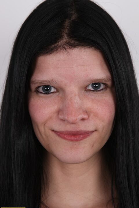 20P Dark haired girl Dominika takes a seat after getting naked for the first time