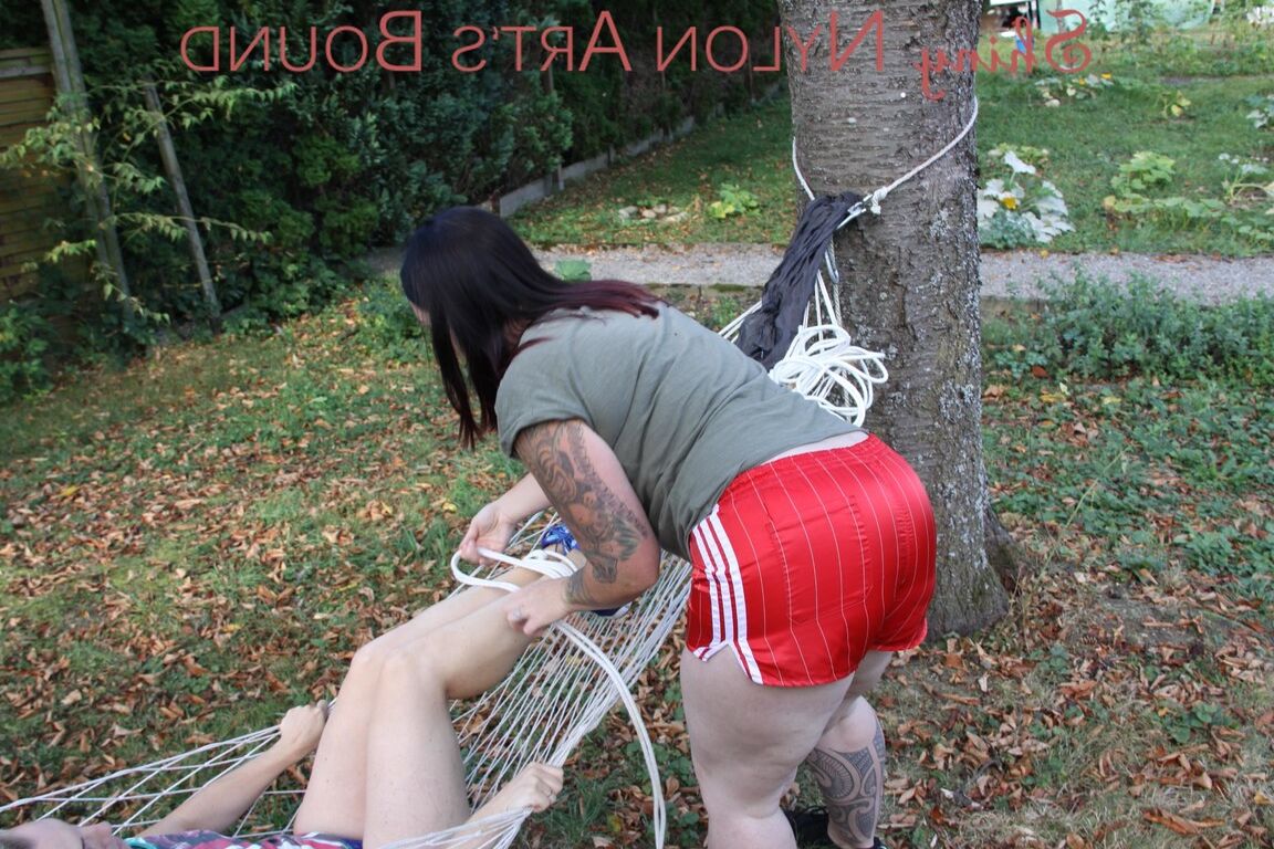 16P Watching Jill and Sophie wearing shiny nylon shorts and tshirts while Jill