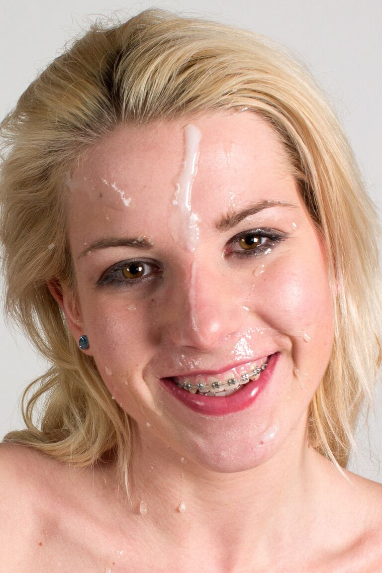 19P Blonde with braces gives a hot blowjob and takes a giant facial at the casting