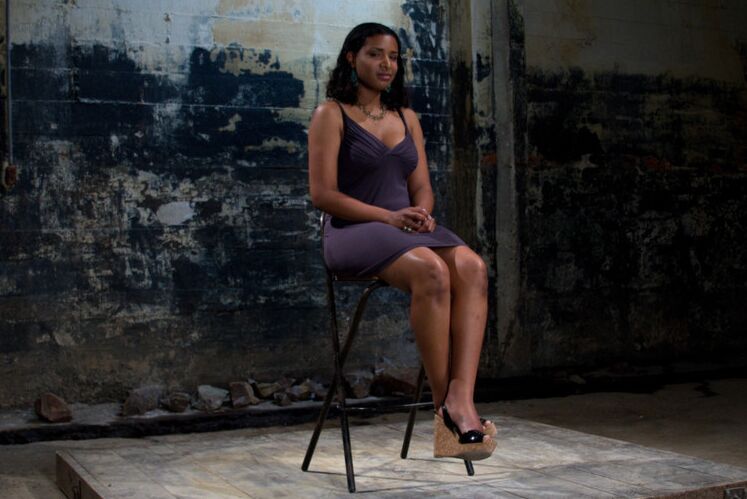 11P Naked black girl endures being tortured while in bondage and ball gagged
