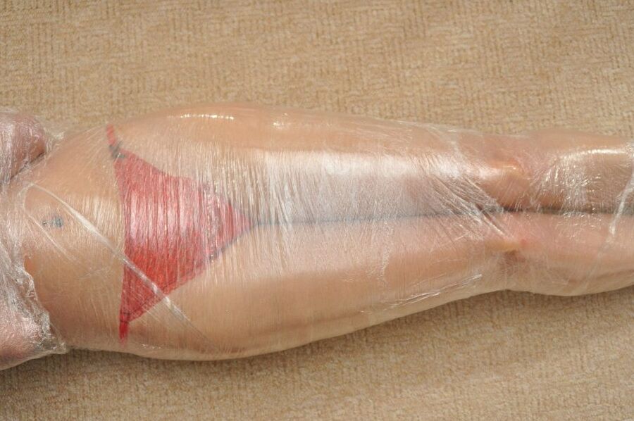 12P Tied Virgin slut is imprisoned in plastic