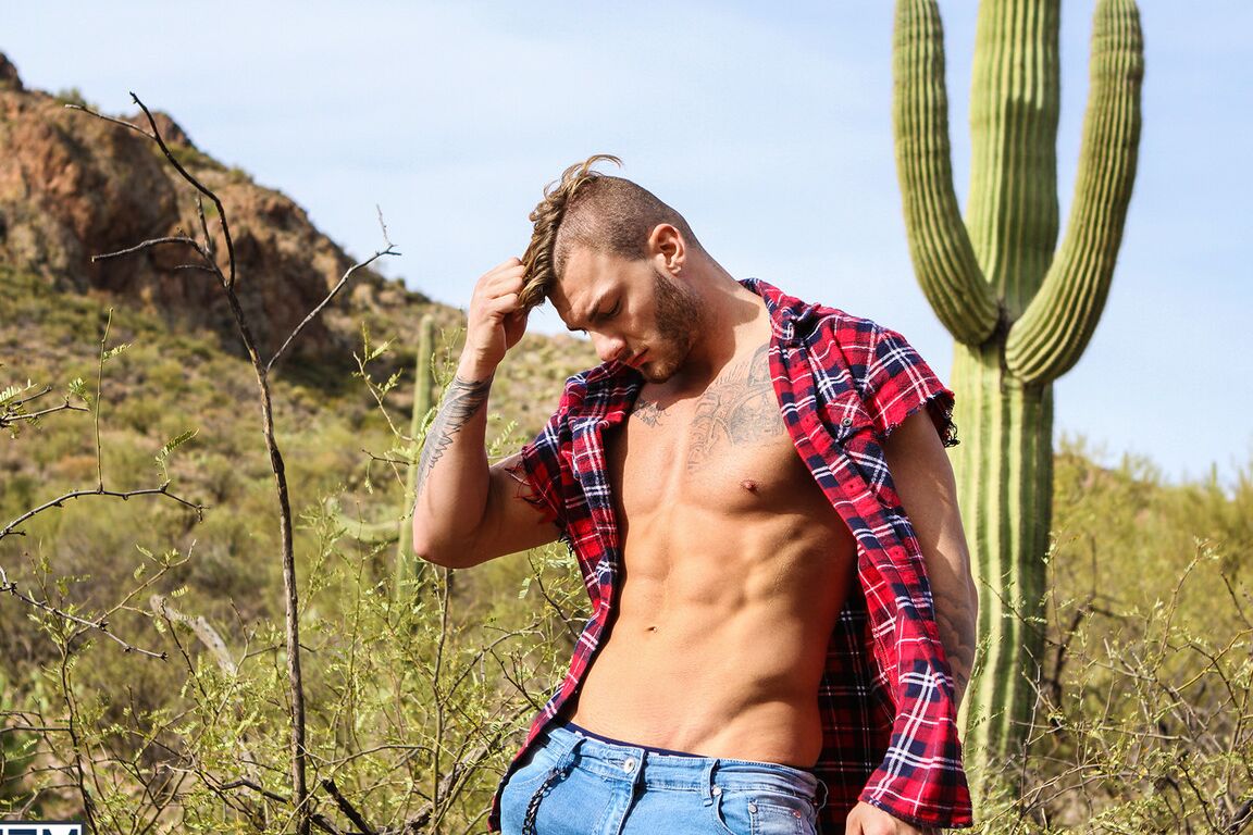 17P Amantes bem dotados William Seed e Pierce Paris fazem sexo quente na natureza