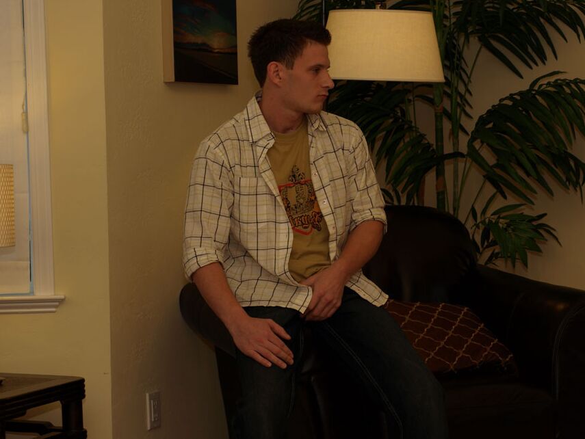 21P Cute brunette stud Samuel participates in a gay blowbang with his classmates