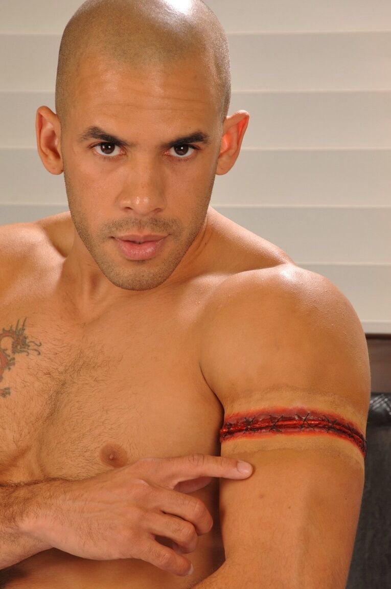 21P Bald gay hunk with sexy muscles toys his butthole and jerks off his big dick