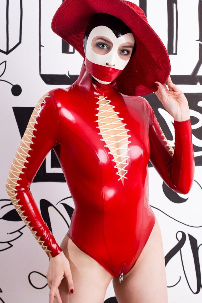 16P Collection of women modelling the latest in latex fashions