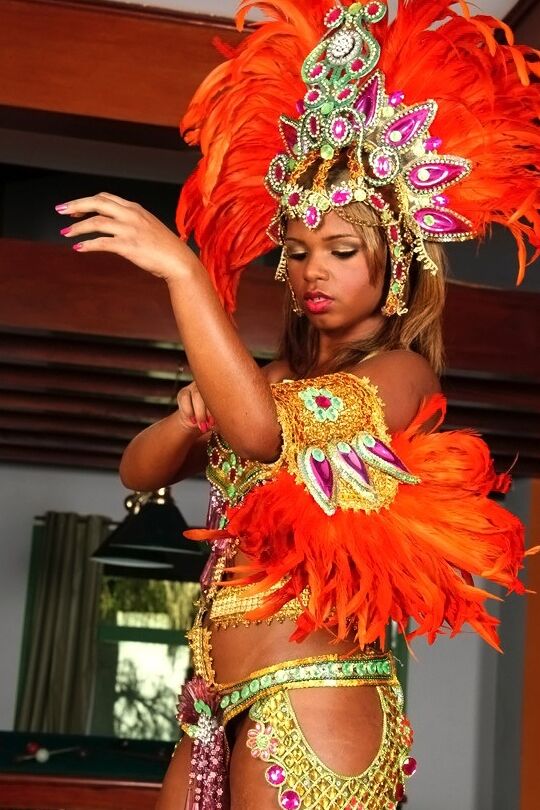 16P Close up posing scene featuring oiled Latina in a costume Anny