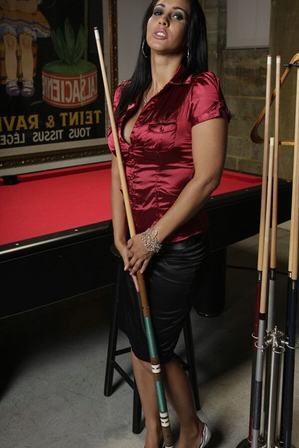 21P Hottest MILF ever with big tits Isis Love posing on billiard table