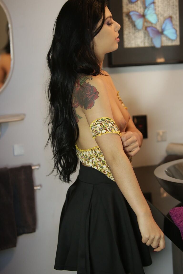 21P Black haired hottie Gina Valentina takes massive knob on the massage table