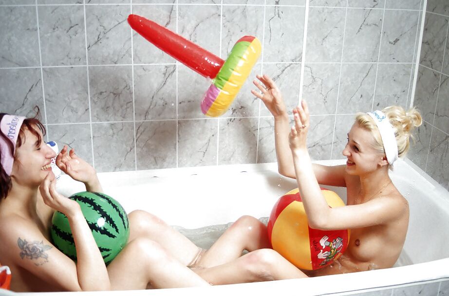 16P Horny teen lesbians stripping each other and having fun in the bath