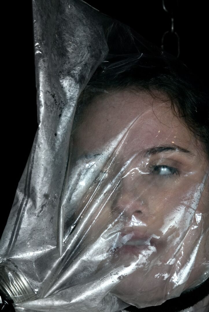 21P Bondage action lover Charlotte Vale gets toyed with a sack on her head