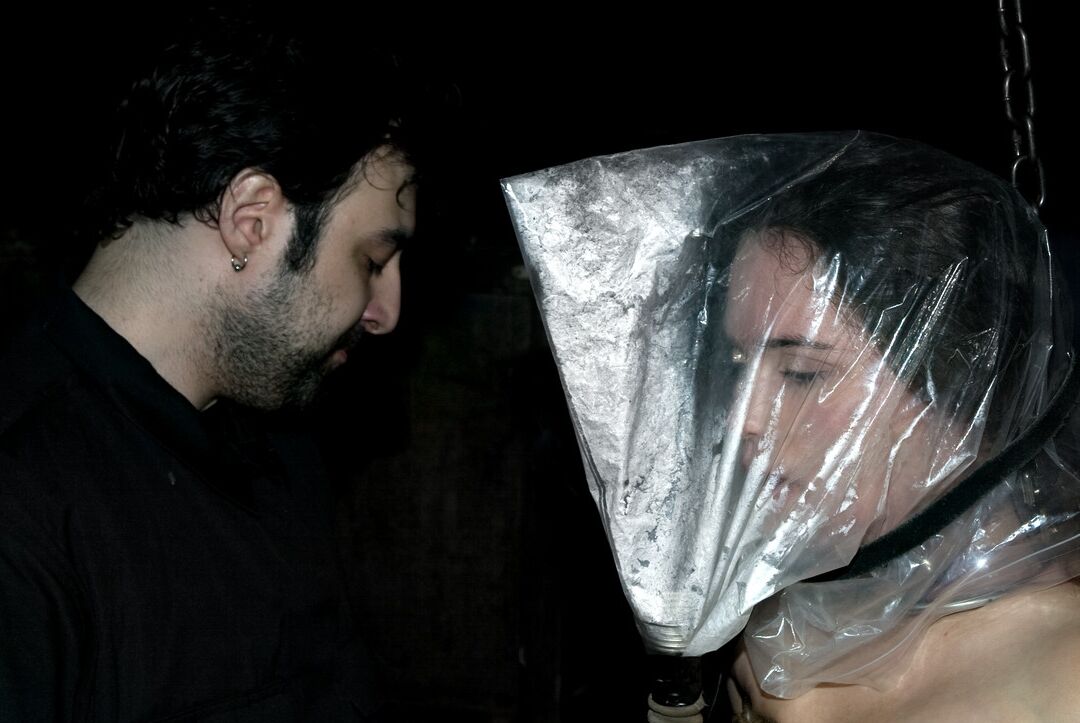 21P Bondage action lover Charlotte Vale gets toyed with a sack on her head