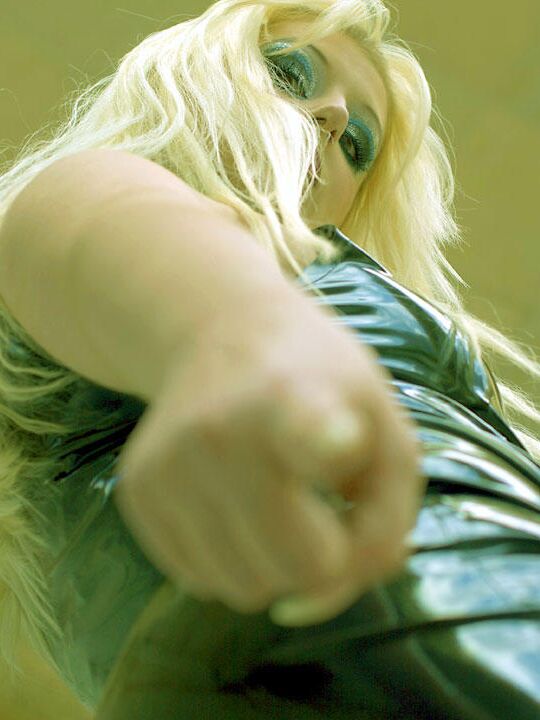 16P Hot blondes with pretty faces model non nude in latex clothing