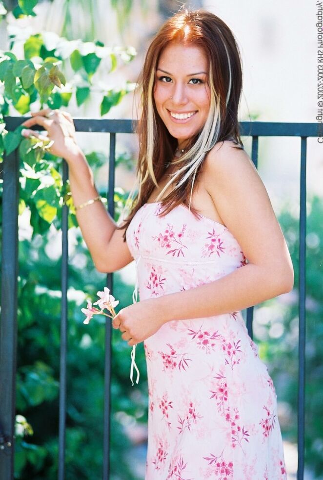 21P Charming redhead Yasmine shows her sweet body for the first time in the garden