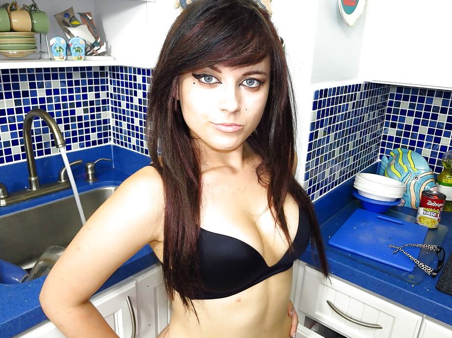 16P Smiley teenage fox in glasses slowly uncovering her seductive curves