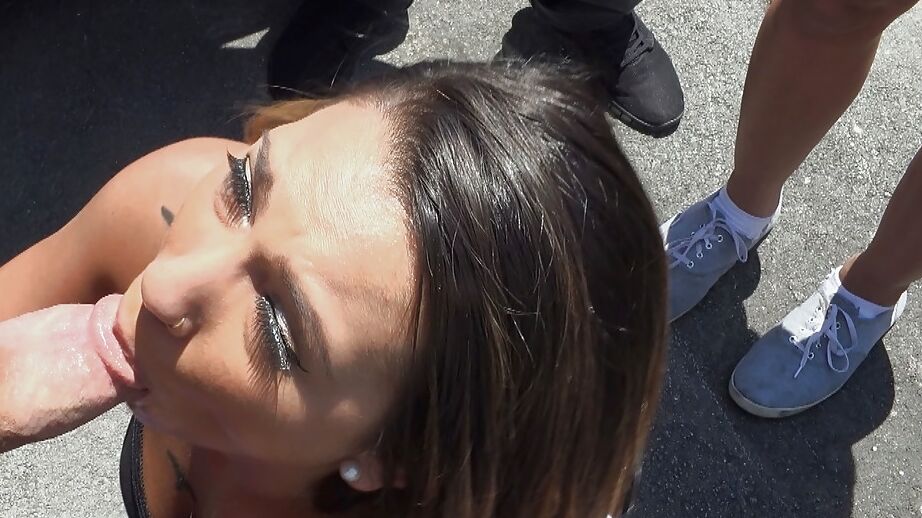 16P Coed beauty Adrian Maya chokes with the big cock during blowjob experience