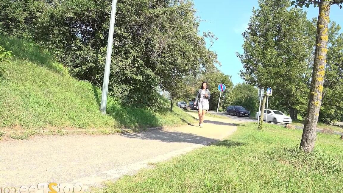 15P Valentina Ross enjoys a public pee on a path