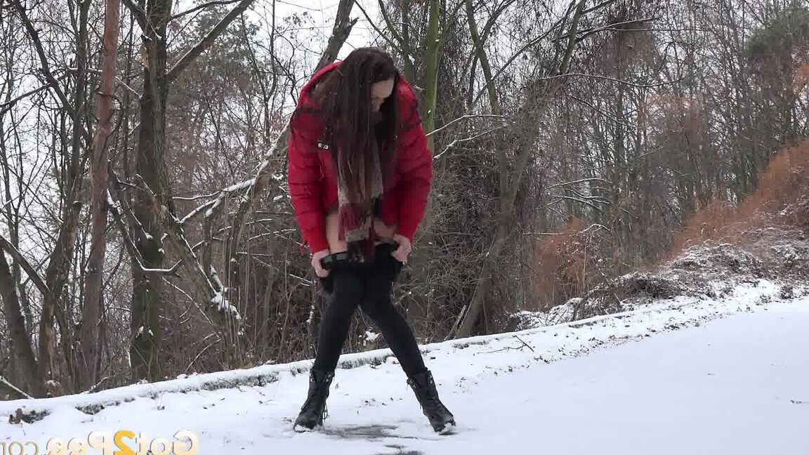 15P Cynthia Vellons melts the snow as she pees outside