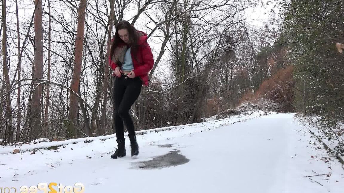 15P Cynthia Vellons melts the snow as she pees outside