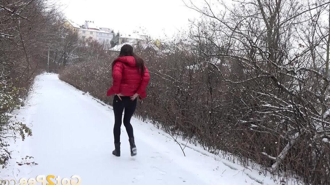 15P Cynthia Vellons melts the snow as she pees outside