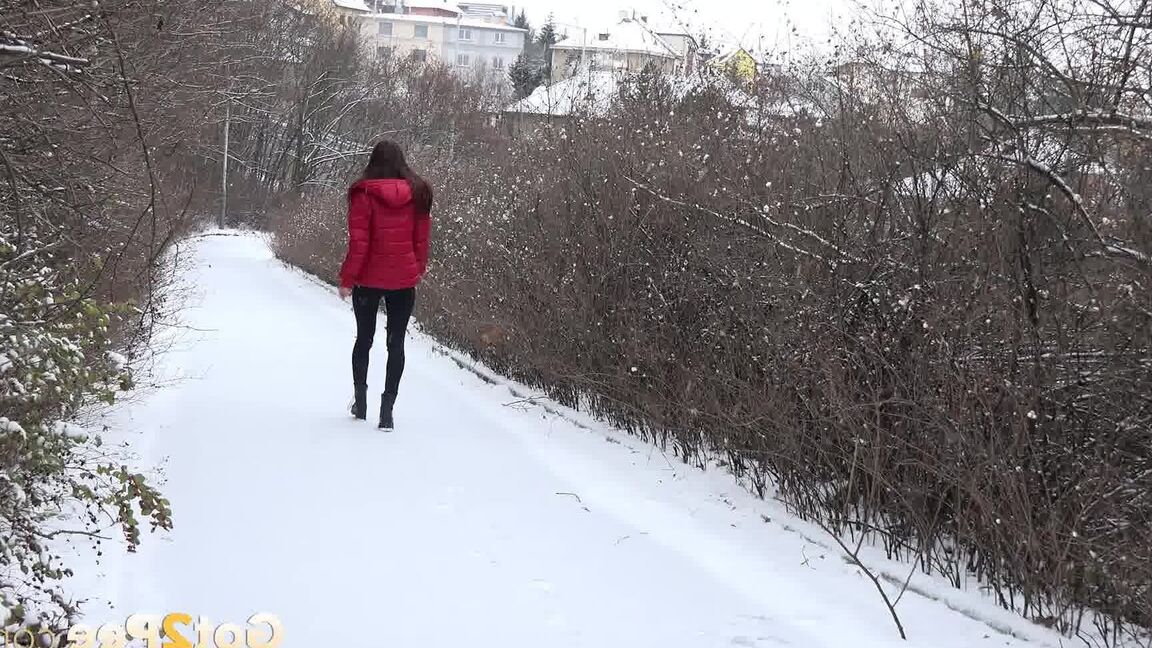 15P Cynthia Vellons melts the snow as she pees outside