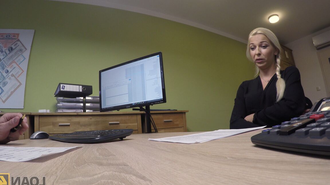 21P Blonde babe with pigtails Karol has her warm clam banged at a job interview