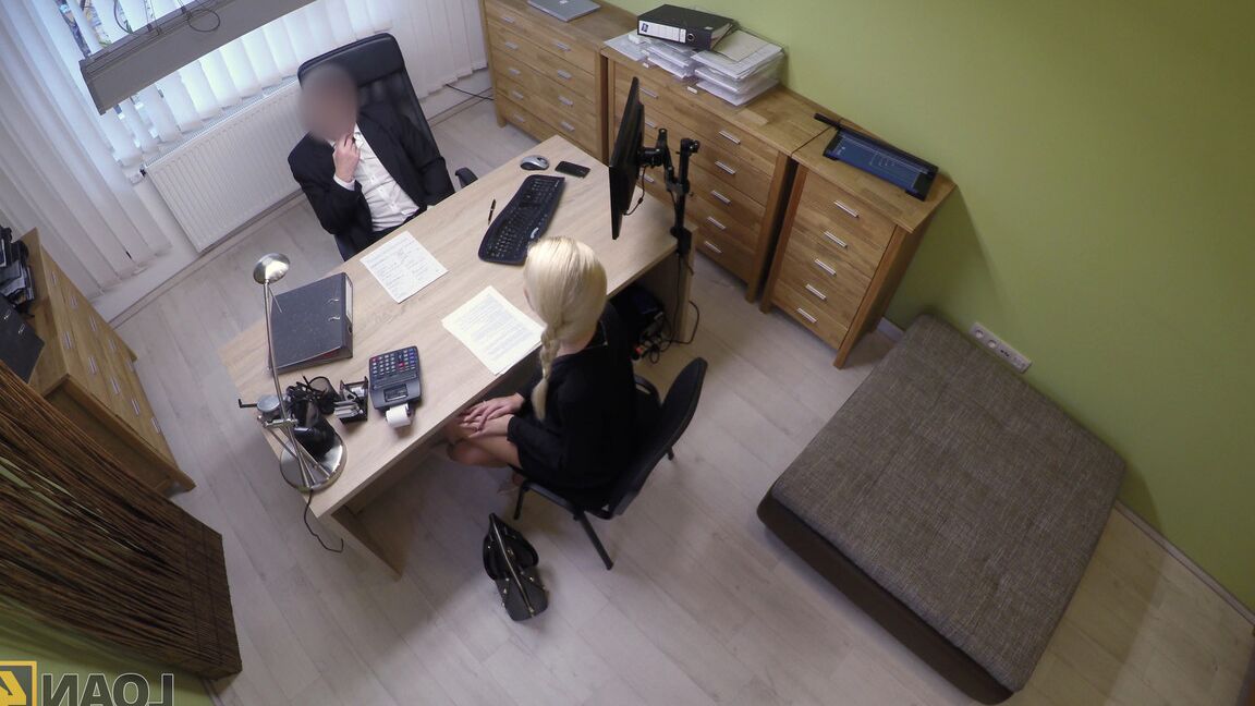 21P Blonde babe with pigtails Karol has her warm clam banged at a job interview