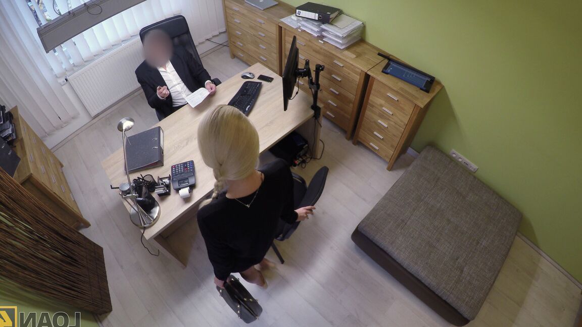 21P Blonde babe with pigtails Karol has her warm clam banged at a job interview