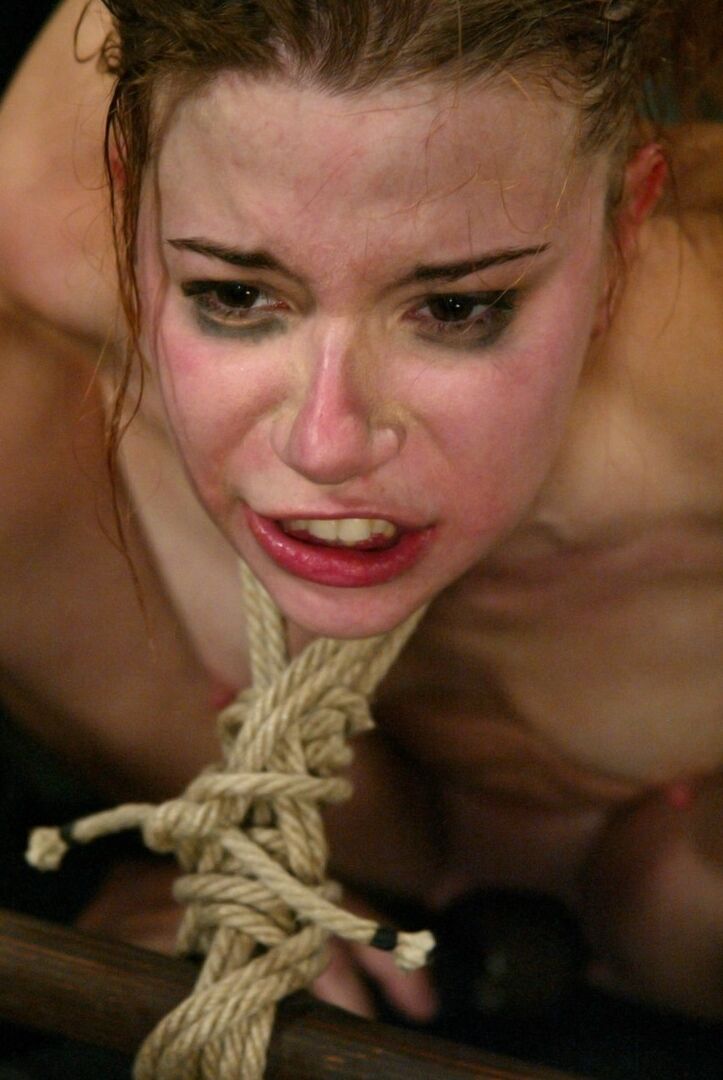 21P Tiny tited babe Sarah Blake gets her hands tied up and gets tortured