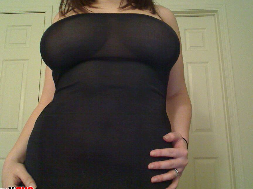 12P Kaylas huge round tits are visable through her tiny slutty sheer dress