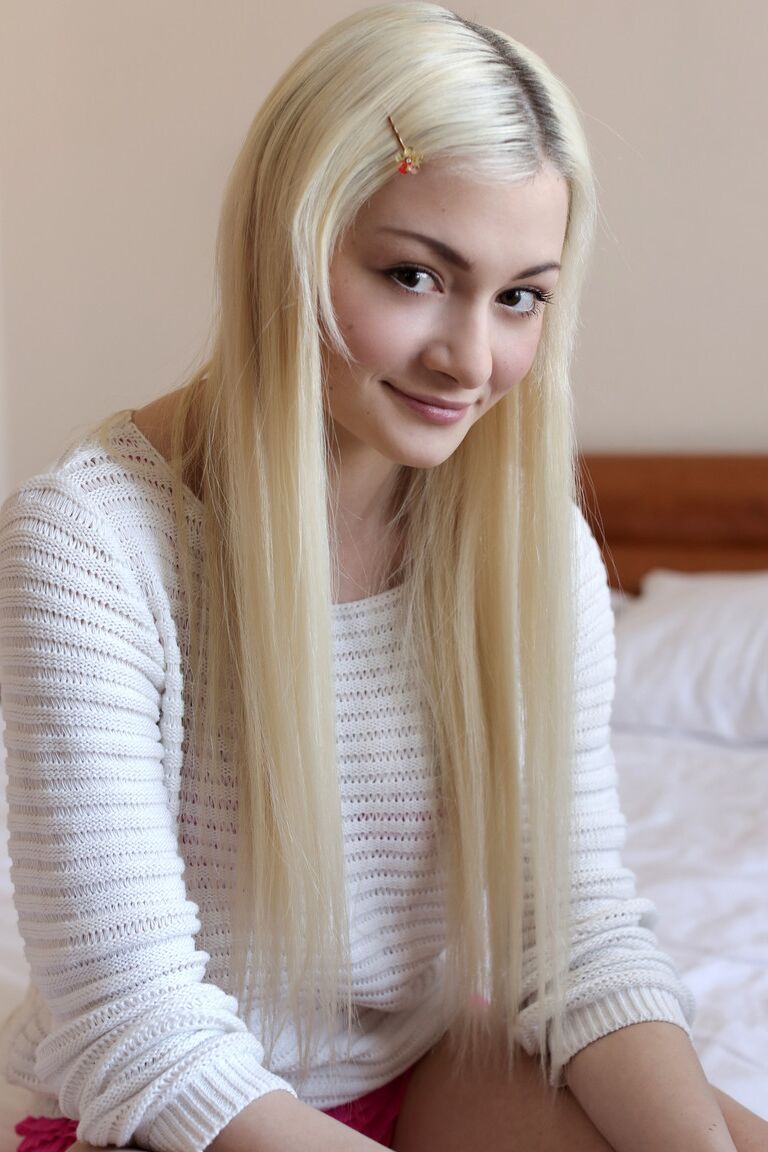 17P Young blonde cutie Olivia Devine gets her tiny pussy poked after suck and tug